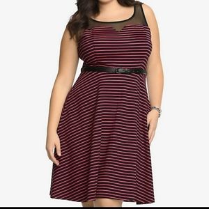 Torrid size 2 striped pink and black skater dress